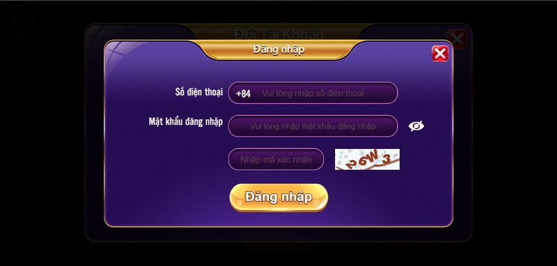 Tiến hành đăng nhập cổng game 68 game bài